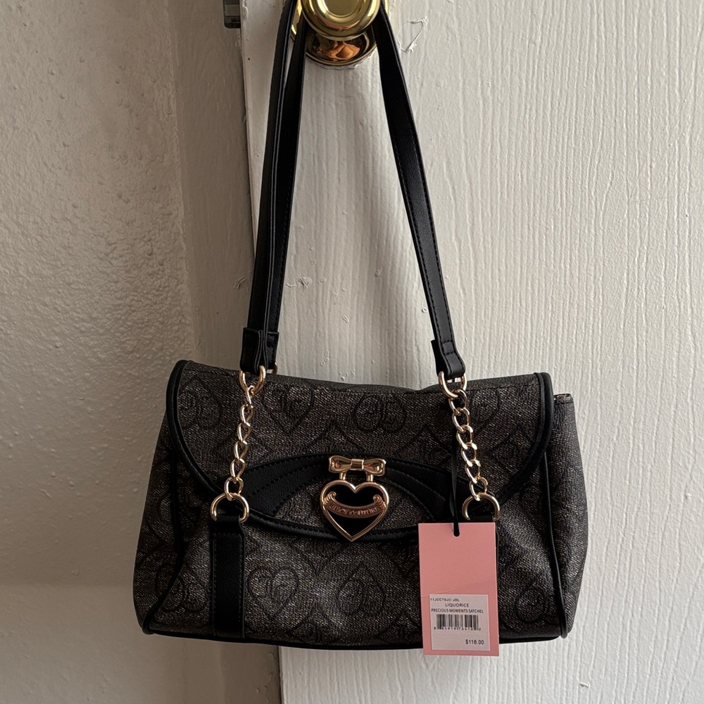 Juicy Couture Black Shoulder Bag with Heart Detail